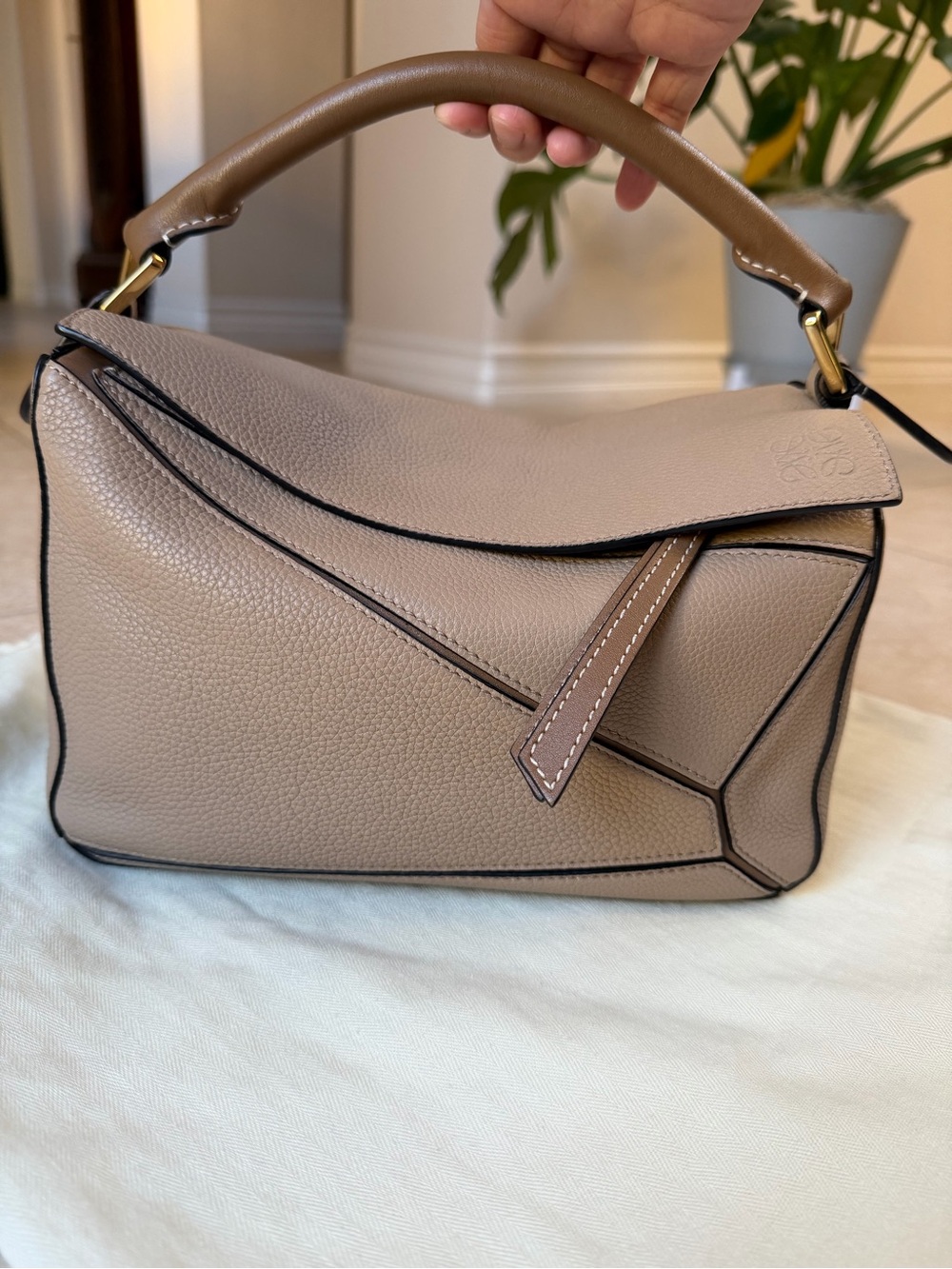 Loewe Small Puzzle Bag Mink/Sand Leather Bag